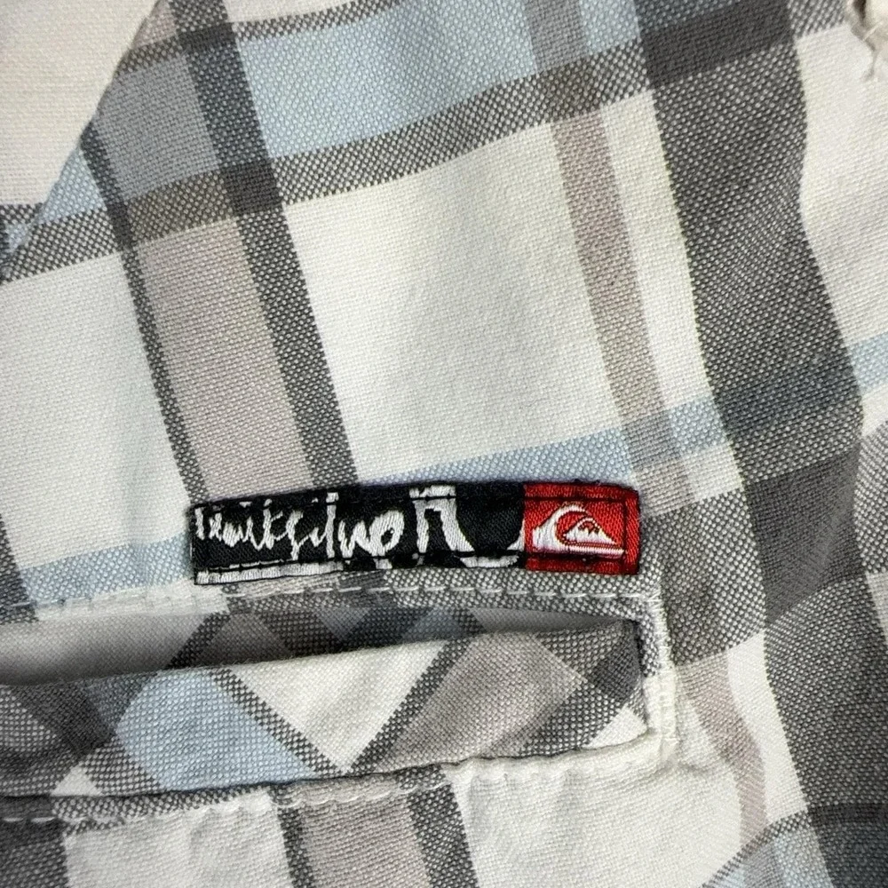 Quiksilver Shorts Mens 33 White Gray Plaid Bermuda Cotton Flat Front G104132